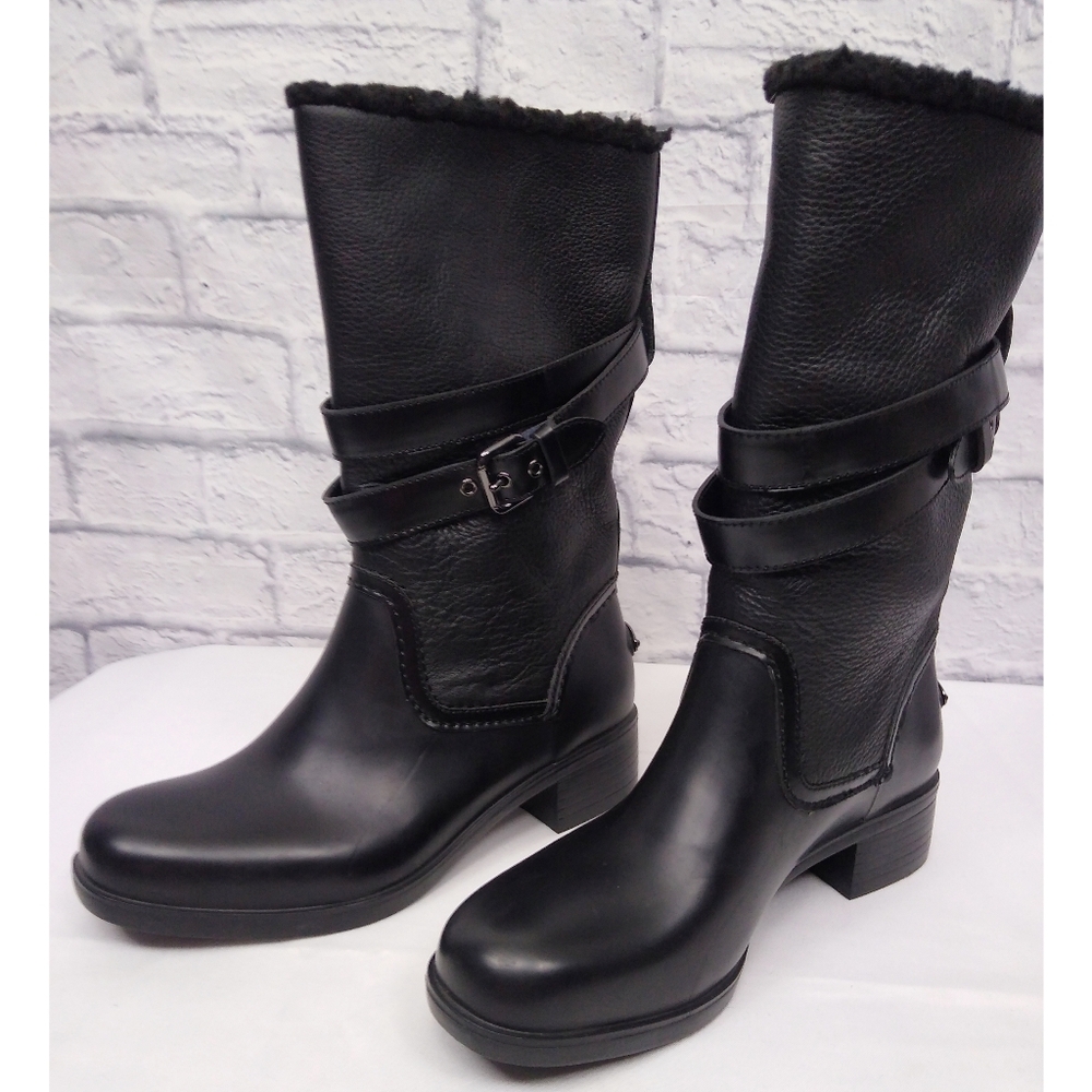 Coach Zena Leather Buckle Boots Size 10 - Picture 2 of 10